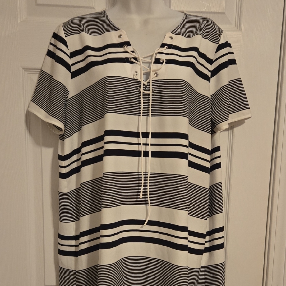 Express Striped Lace-Up Dress Size Large